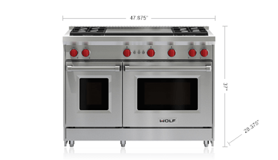 Wolf 48" Gas Range - 4 Burners and Infrared Dual Griddle