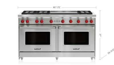 Wolf 60" Gas Range - 6 Burners and Infrared Dual Griddle