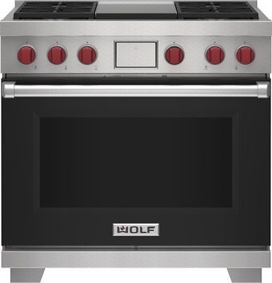 Wolf 36" Dual Fuel Range - 4 Burners and Infrared Griddle