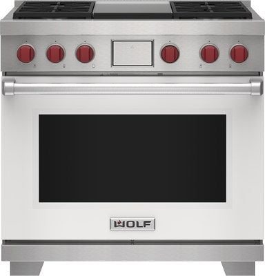 Wolf 36" Dual Fuel Range - 4 Burners and Infrared Griddle