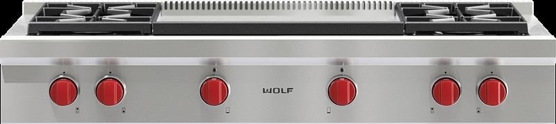 Wolf Wolf 48" Sealed Burner Rangetop - 4 Burners and Infrared Dual Griddle - Culinary Kitchen OKC